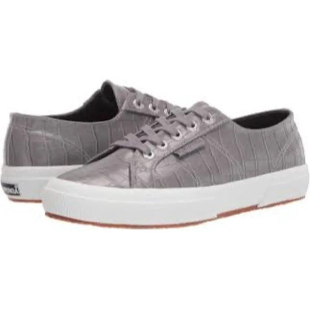 NWT Superga Women's  Sleek & Chic Crocodile Embossed Lace-up Low Top Sneaker 7.5